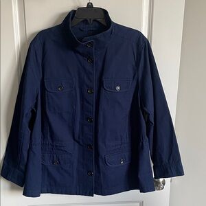 Talbots Plus Size Petites Women's Dark Blue/Navy Cotton Utility Jacket